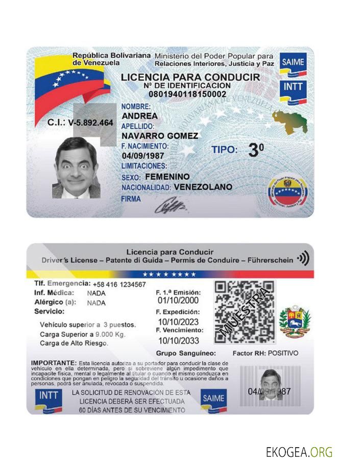 Venezuela driving license 2023 present